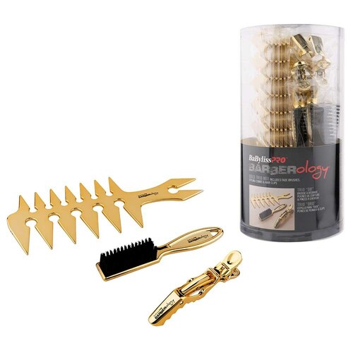 BaBylissPRO Barberology Gold Trio Comb Mix 15pc