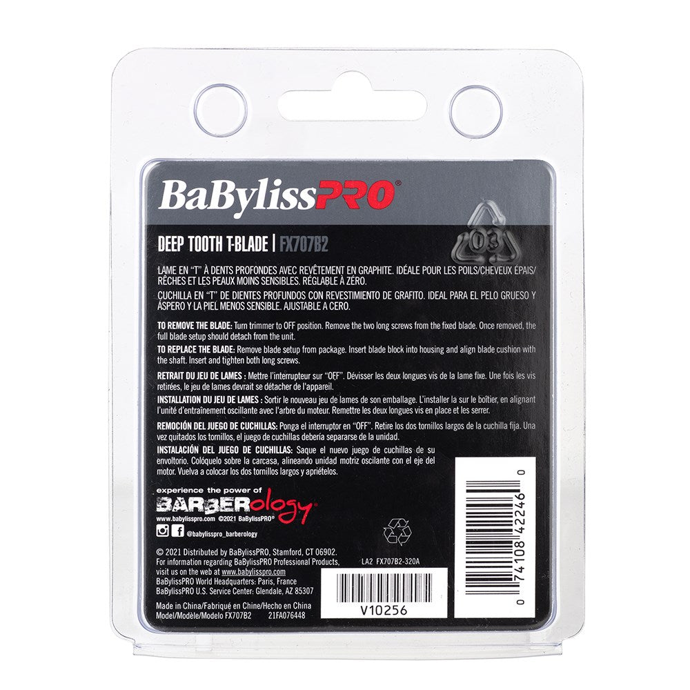 Babyliss Pro Trimmer Blades Graphite T-Blade 2.0Mm Deep Tooth - FX707B2