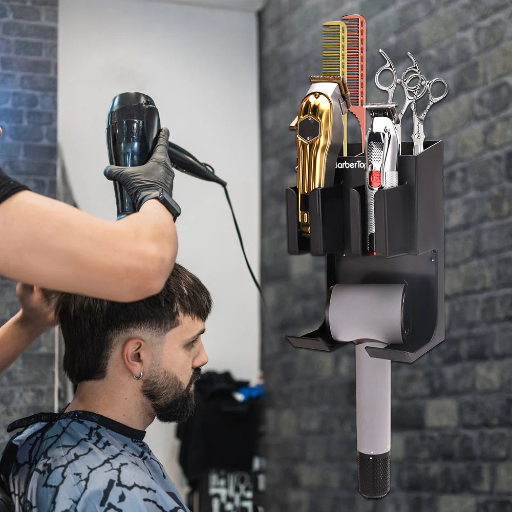 Wall-Mounted Barber Tool Organizer – Storage Rack for Hairdressing Stations