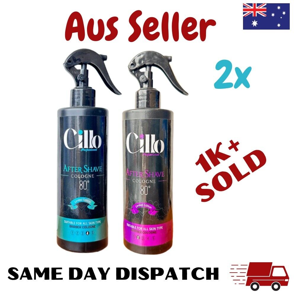 Cillo Aftershave Cologne 2x 400ml Blue Spray Purple Barber After Shave