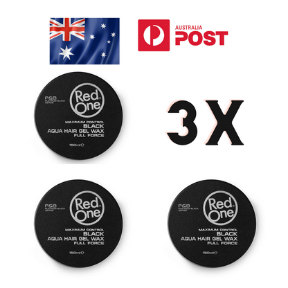 3 x RedOne Black Aqua Hair Styling Wax Full Force | 150 ml | Red One Wax