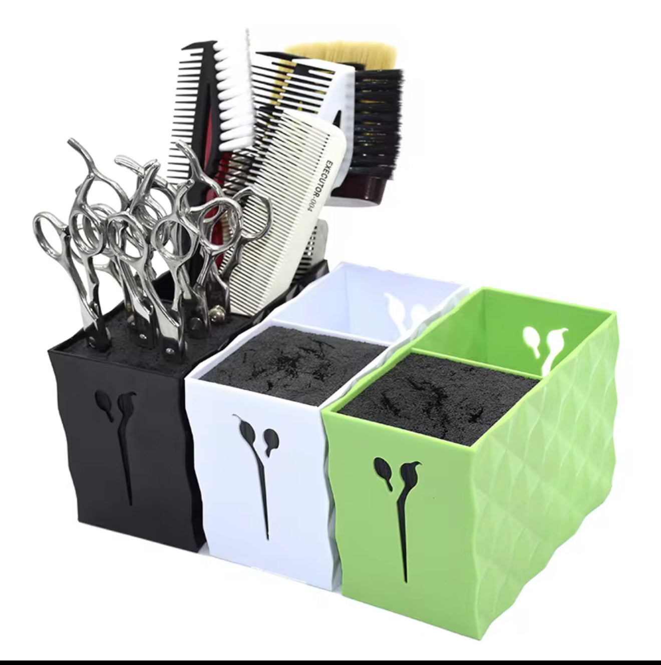 Compartments Hair Cutting Scissors Holder Tools Black and White  - 402