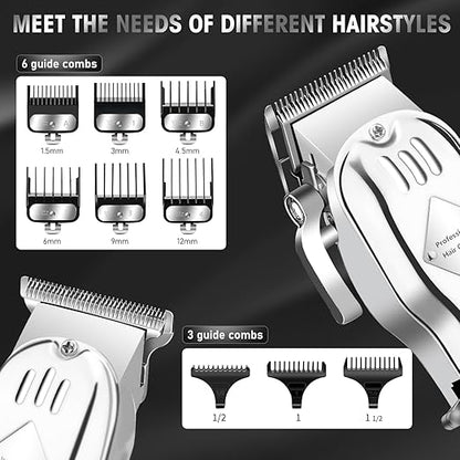 Hair Clippers For Men & Electric Shavers Professional Barber Hair Cutting Kit (Silver)