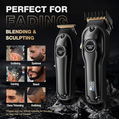 Professional Hair Clippers for Men - Barber Clipper Set with LED Display