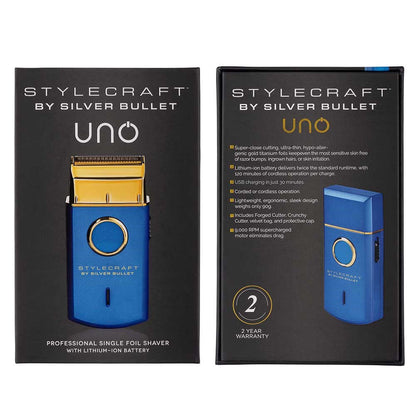 StyleCraft By Silver Bullet Electric Shaver Uno Single Foil Blue