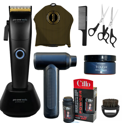 Pro-One Vecta Barber Clippers Set With Hair Duster Fan