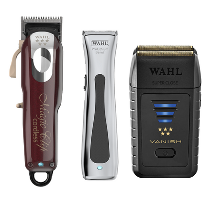 Wahl Magic Clip, Beret Trimmer & Vanish Shaver Hair Cutting Set