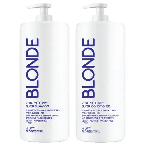 Hi Lift Blonde Zero Yellow Pure Shampoo and Conditioner – 1L Duo