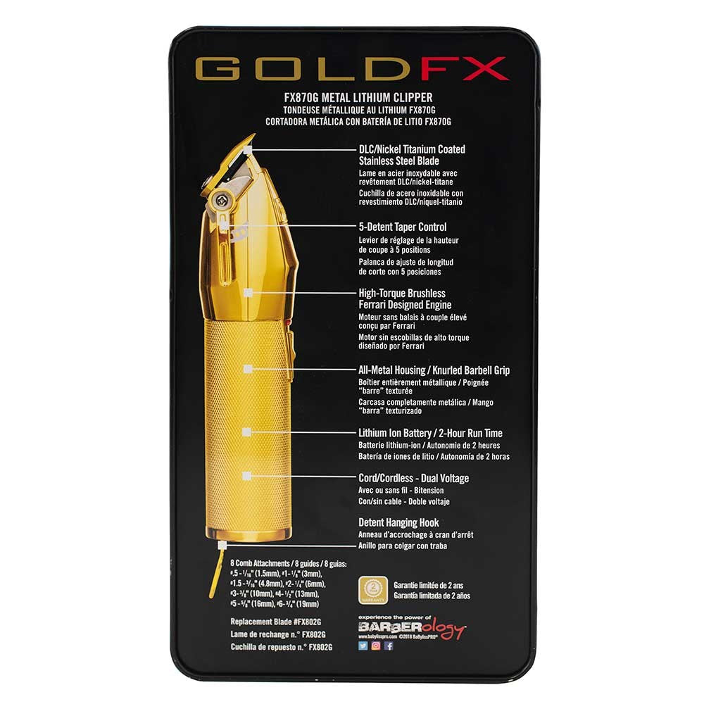 BaByliss PRO Gold FX Lithium Professional Barber Clippers FX 870G