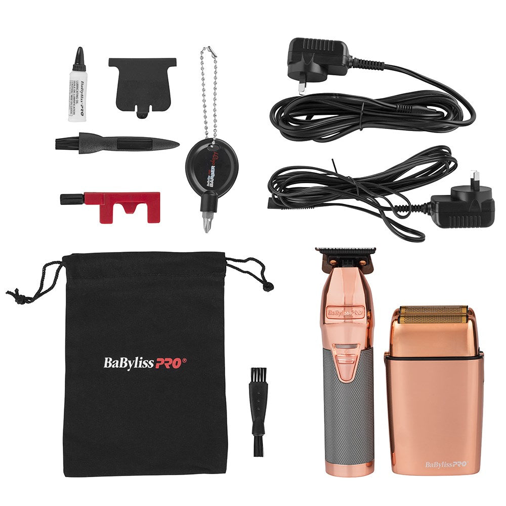 BaBylissPRO Duo Rose Gold Foil Shaver & Barber Trimmer Set