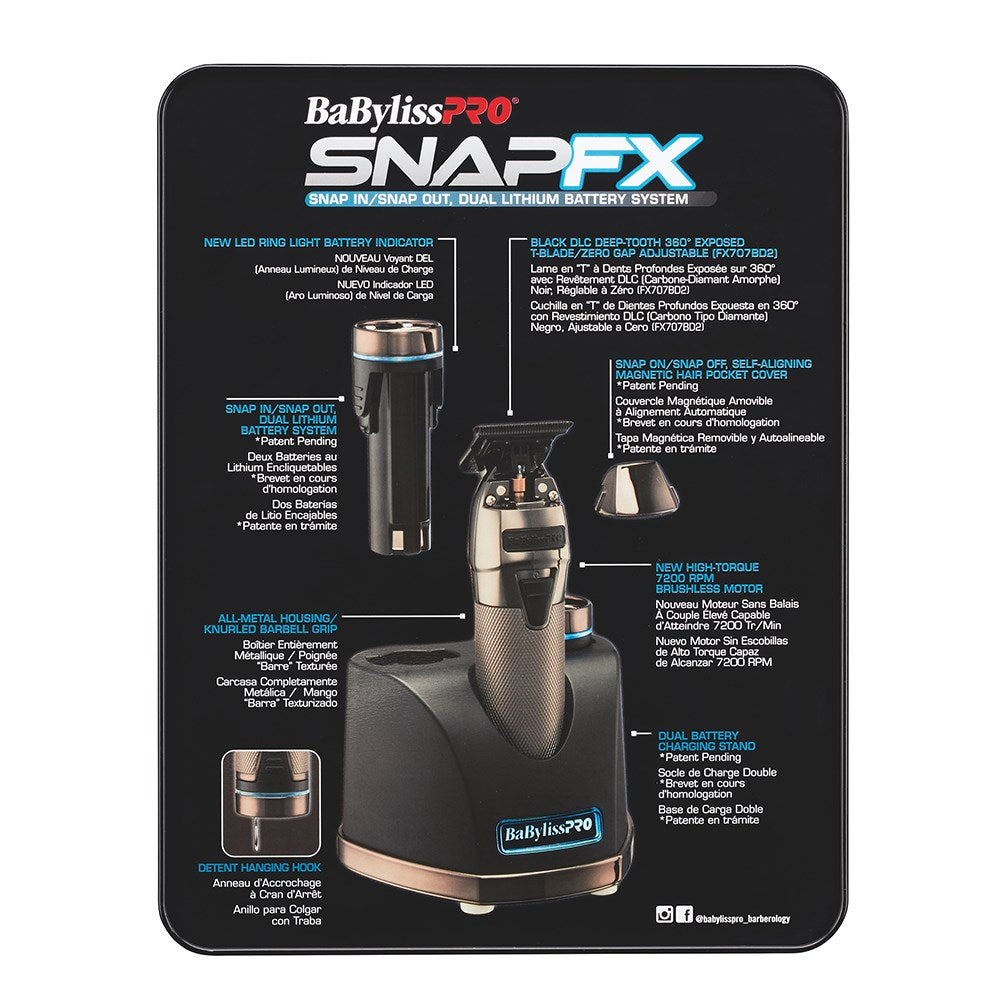 BaBylissPRO SnapFX Hair Trimmer FX797 w/ Snap In/Out Dual Lithium Battery System