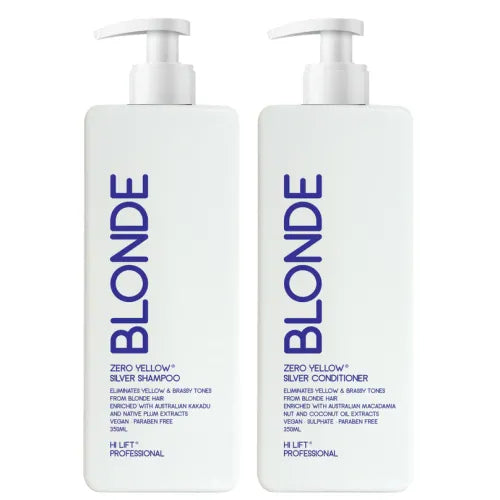 Hi Lift Blonde Zero Yellow Pure Shampoo and Conditioner – 350ml Duo | Brass Neutralizing & Hydrating Care for Blonde & Silver Hair