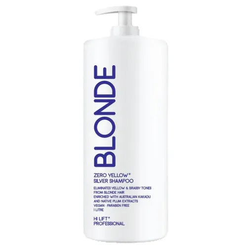 Hi Lift Blonde Zero Yellow Pure Silver Shampoo – 1L | Professional Brass Neutralizing Shampoo for Blonde & Silver Hair