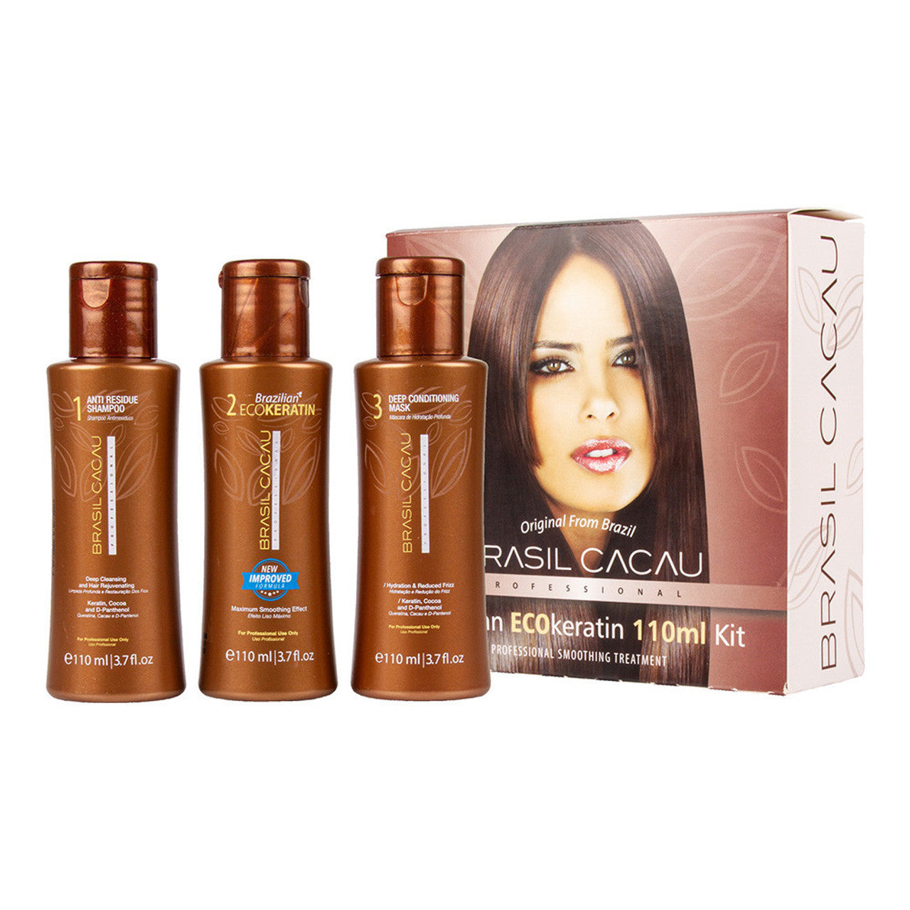 Brasil Cacau EcoKeratin 110ml Kit Dry Damaged Frizzy Hair Treatment