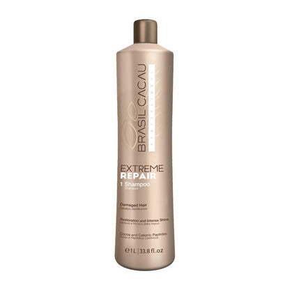 Brasil Cacau Extreme Repair Shampoo - 1L Dry Damaged Frizzy Hair Treatment + Free Hair Products