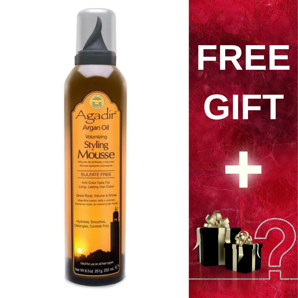 Agadir Argan Oil Hair Styling Mousse 252ml + Free Foam Wax