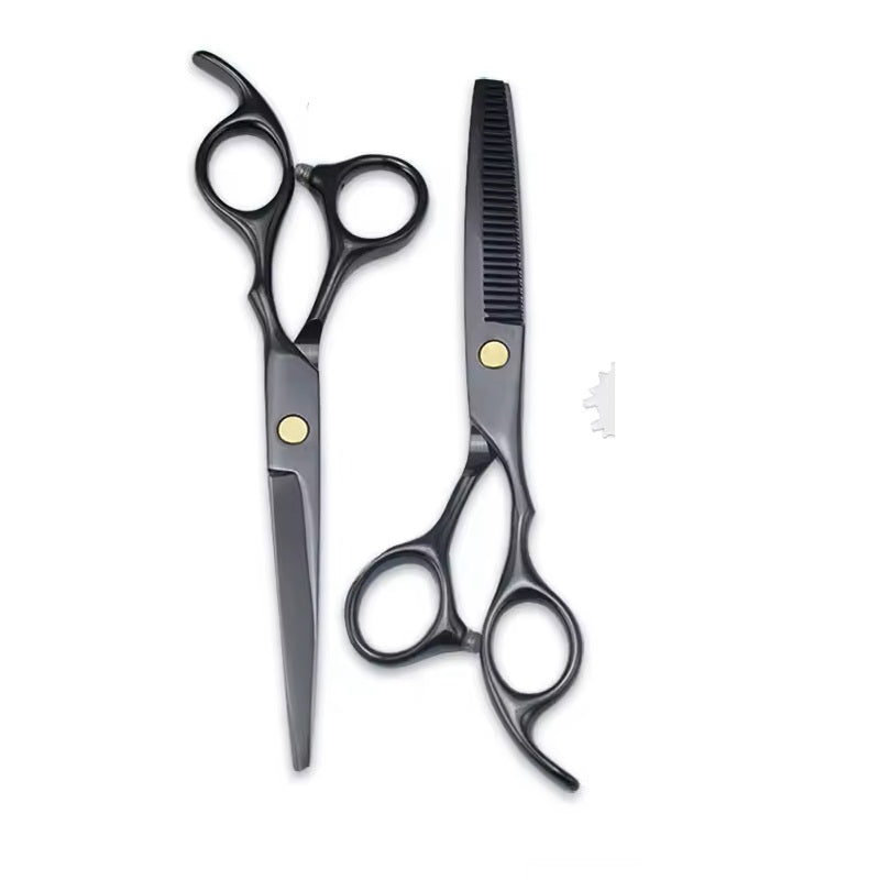 Black Hair Cutting Scissors And Thinners Set 6.0 Inch