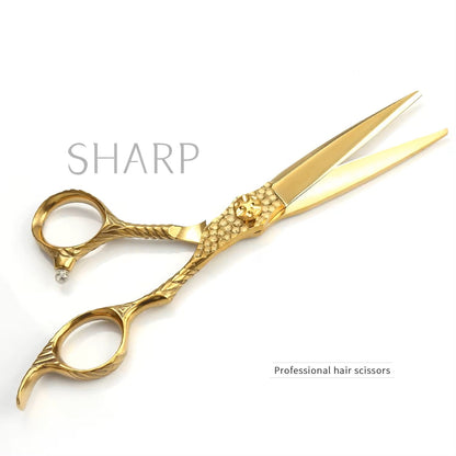 440c Steel Hair Cutting 6 Inch Barber Scissors/Shears Sharp Edge Blades - Gold