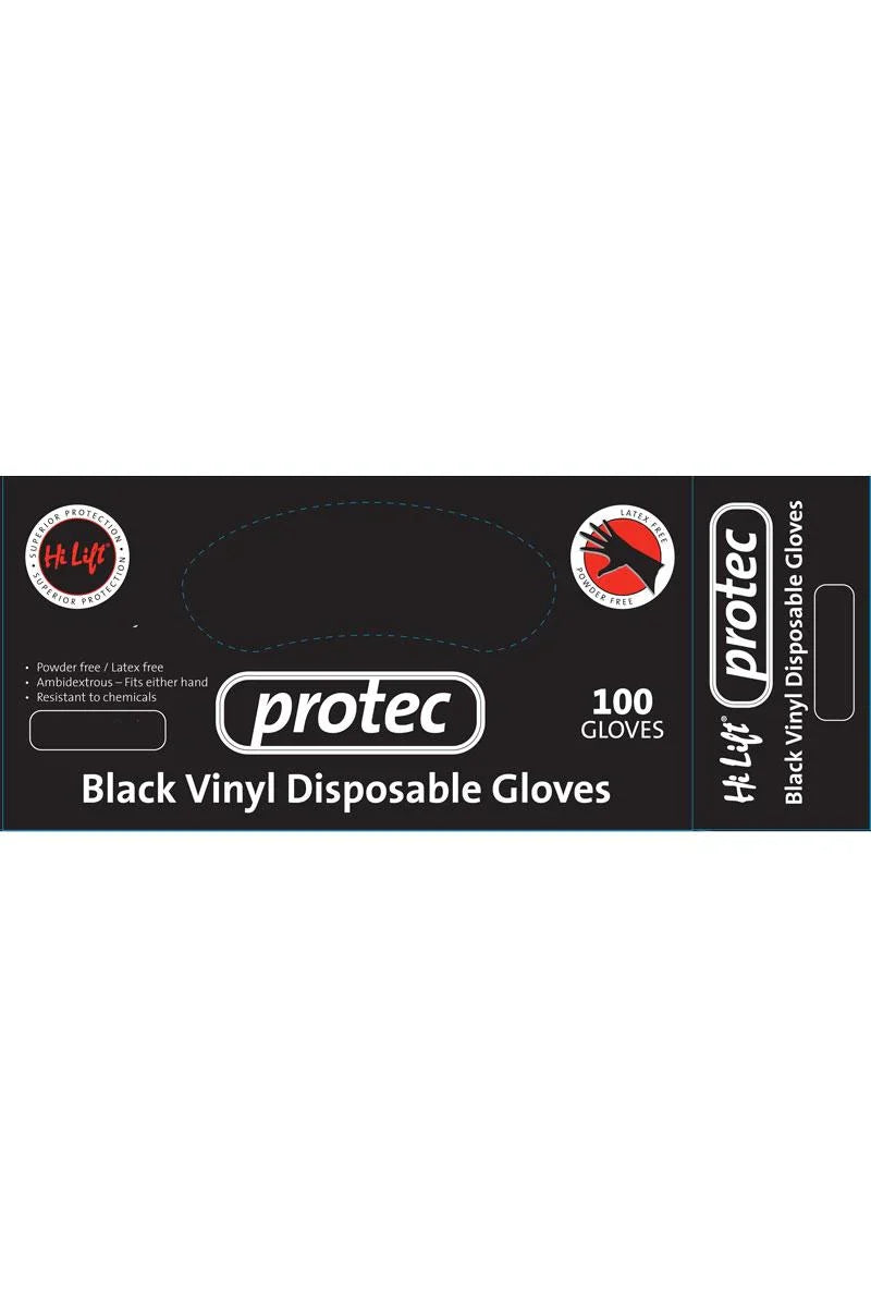 Hi Lift Protec Black Vinyl Barber Disposable Gloves