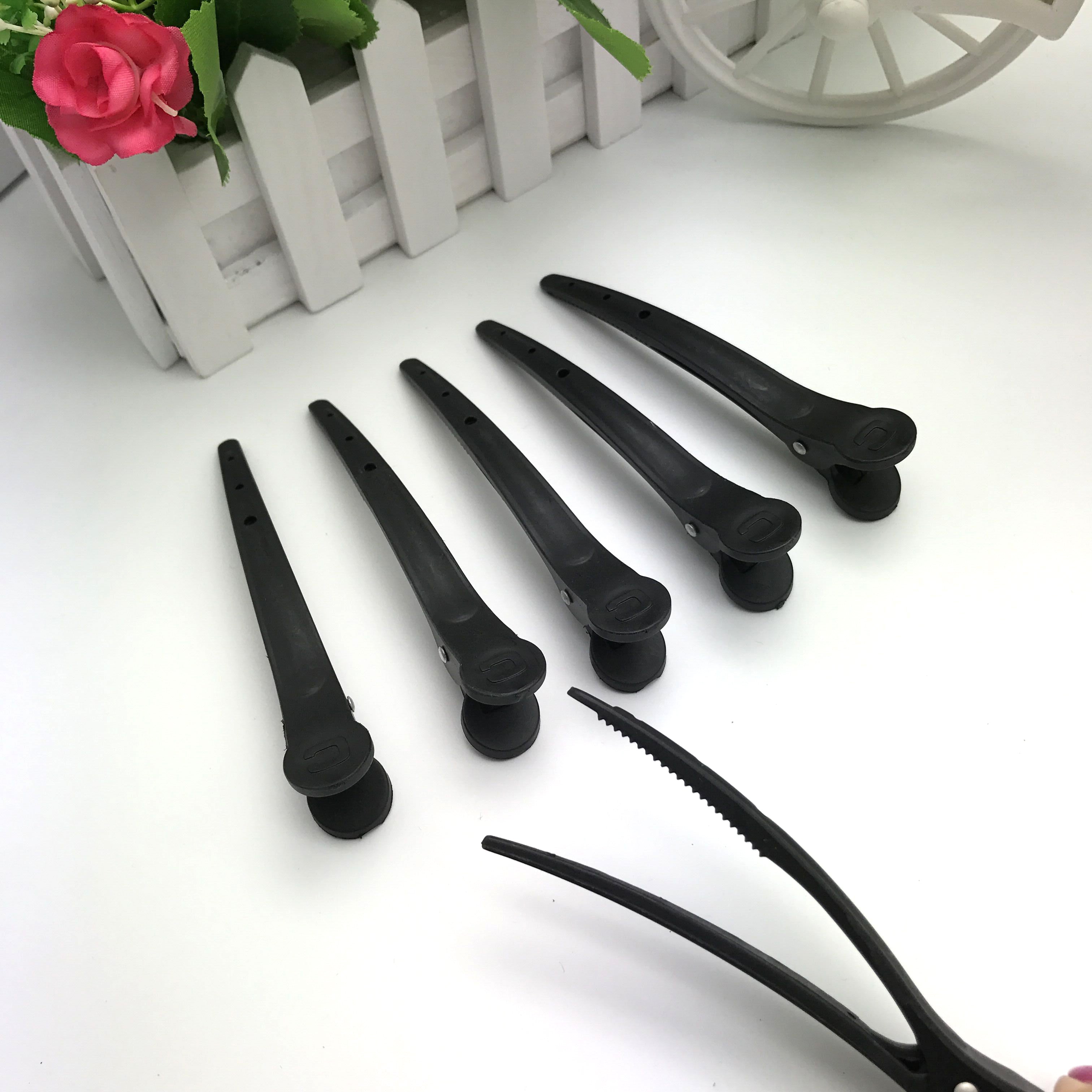 6x Black Hair Clips Premium Sectioning 10CM- HC2040