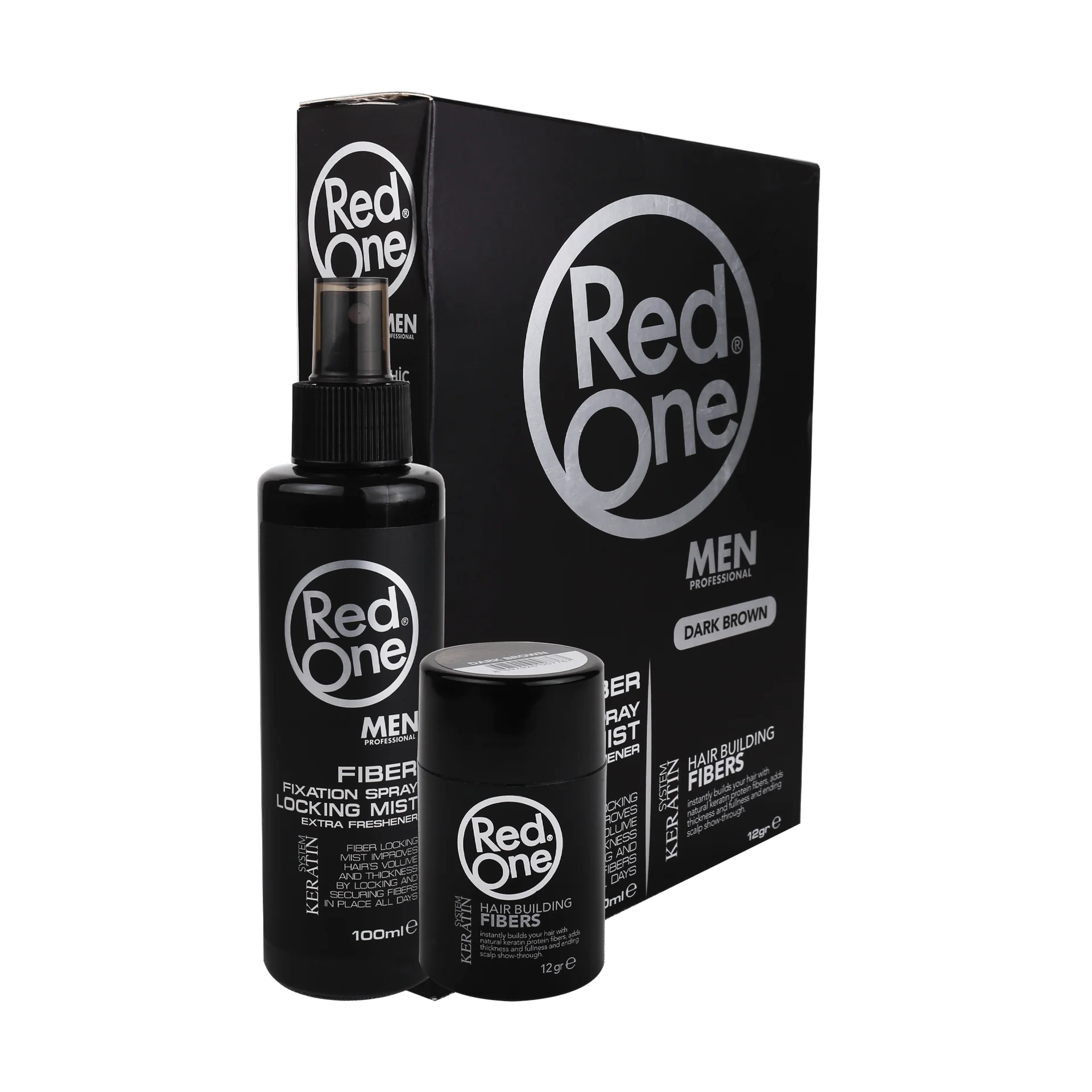 RedOne Dark Brown Hair Fiber Set 12 gr + 100 ml Spray