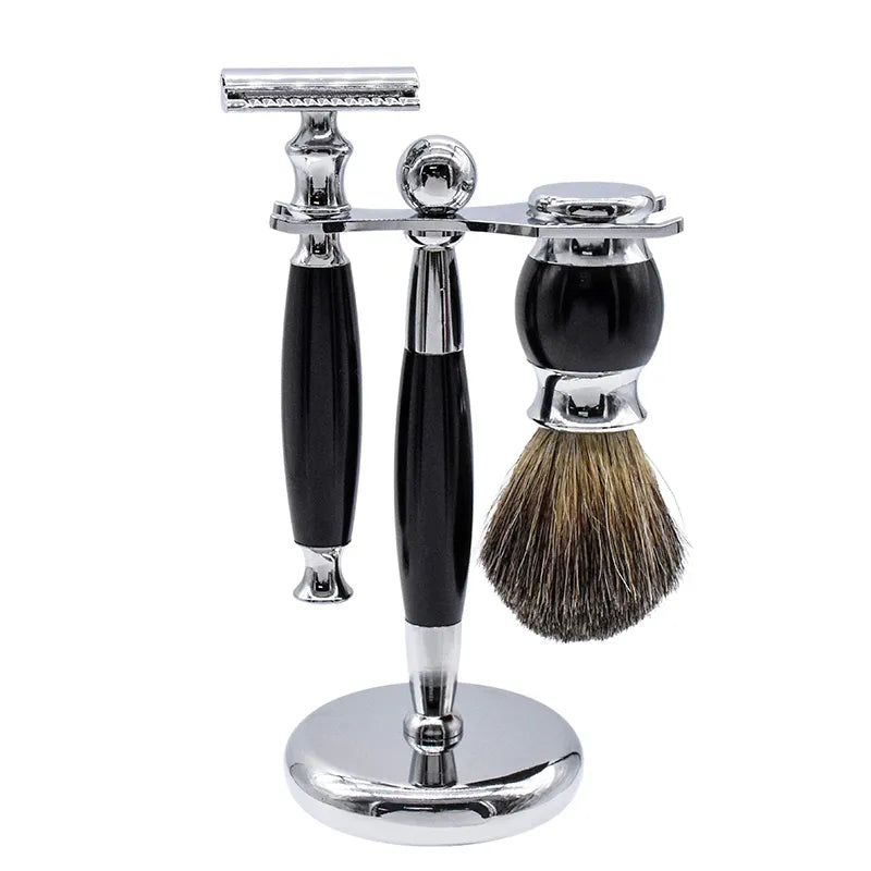 RedOne Shaving Brush Set with Badger Brush & Safety Razor