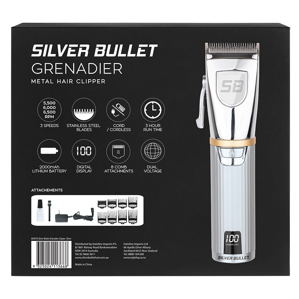 Silver Bullet Grenadier Metal Men's Hair Clippers Silver