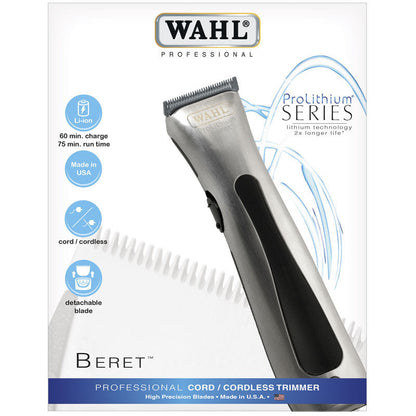 Wahl Beret Beard Trimmer For Men Pro Lithium Brushed Aluminium