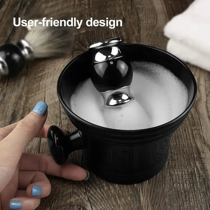 Plastic Shave Mug Bowl with Handle - Black and White - H16-H17