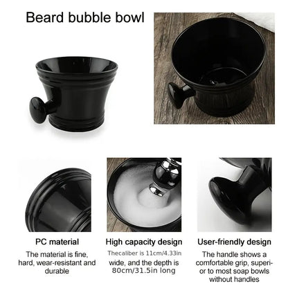 Plastic Shave Mug Bowl with Handle - Black and White - H16-H17