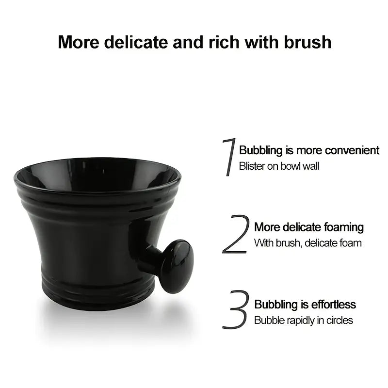 Plastic Shave Mug Bowl with Handle - Black and White - H16-H17