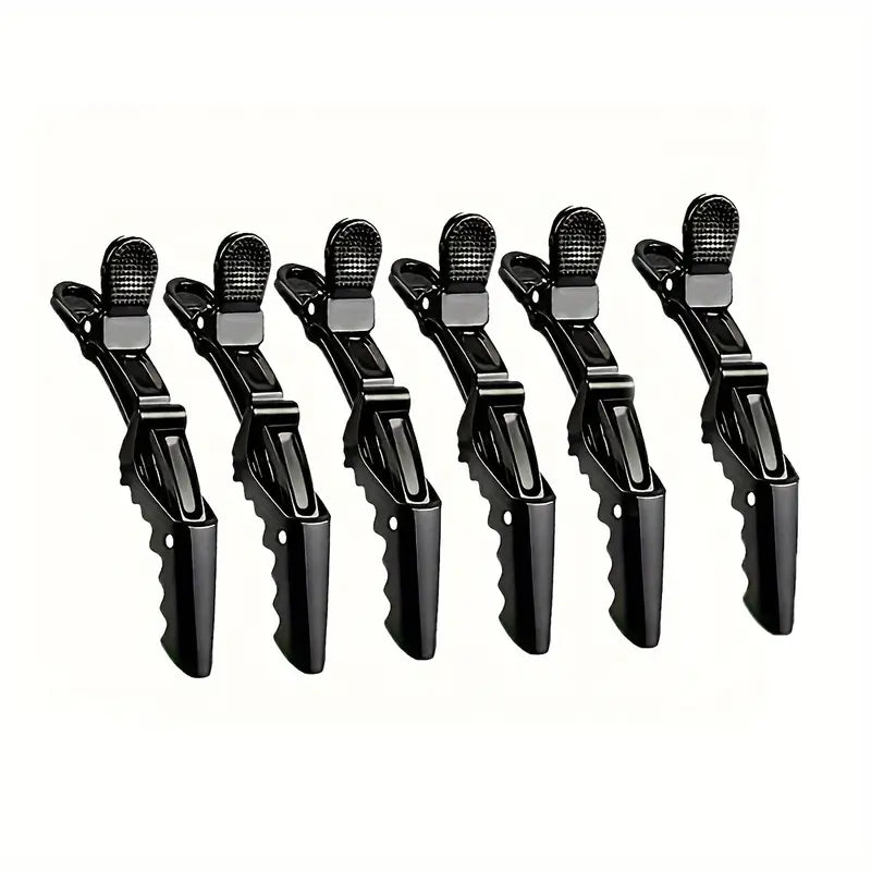 6x Hairdressing Alligator Hair Clips Anti Static Black - HC0041