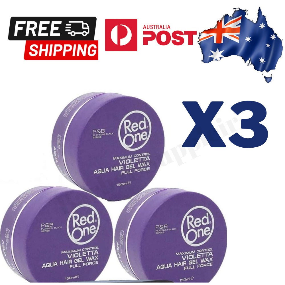 3 x RedOne Purple Aqua Hair Styling Wax Full Force | 150 ml | Red One Wax