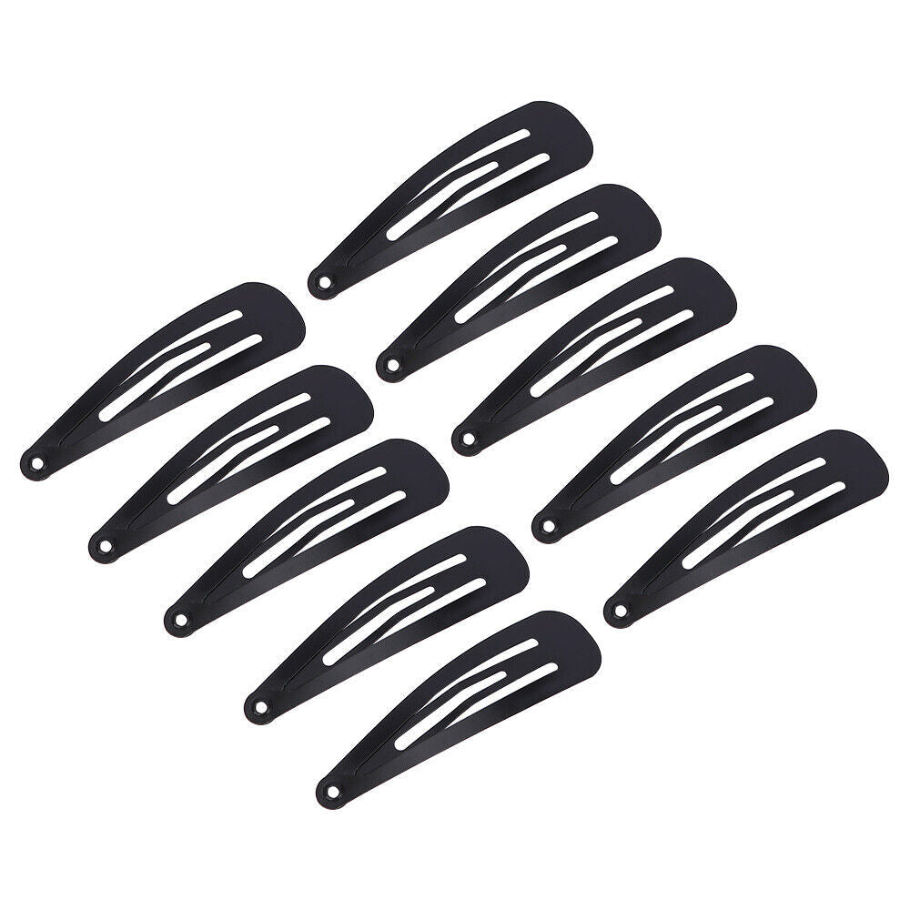 Black Hair Clips Metal Snap Barrettes