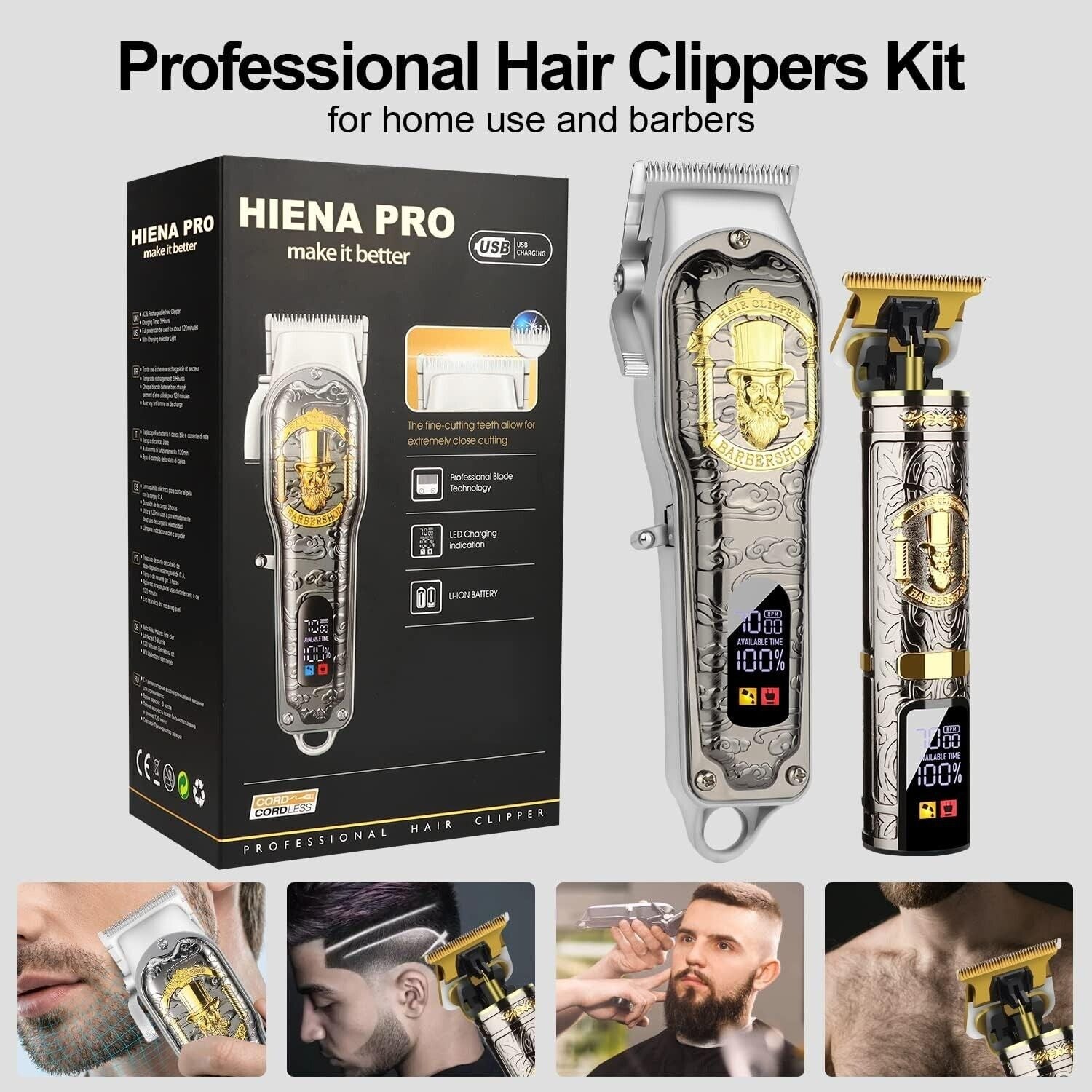 Professional Hair Clippers for Men- Barber Home Using Clipper Set