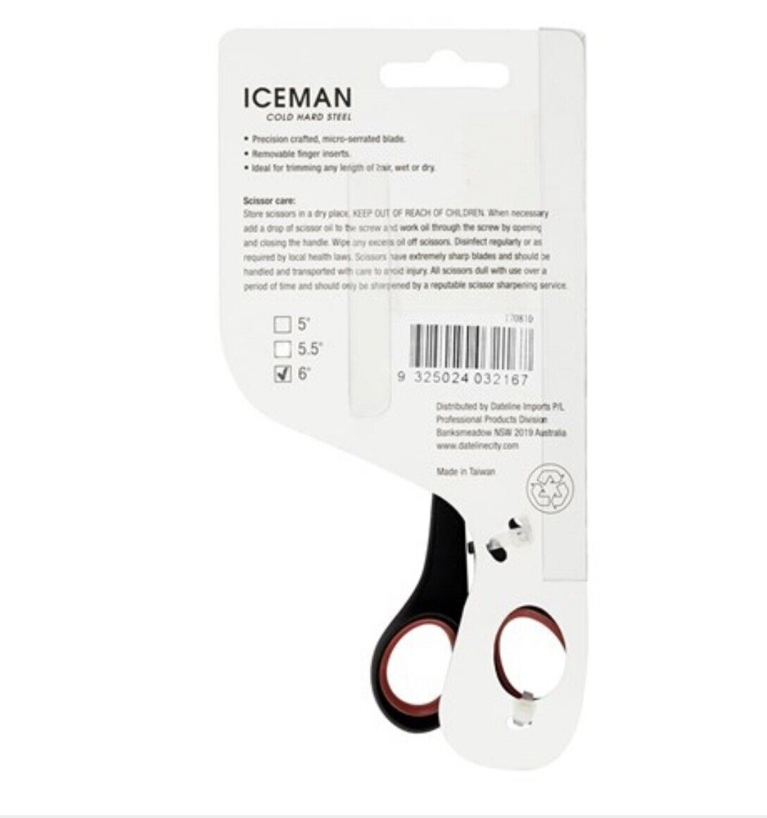 ICEMAN Black Plastic Handle 6 inch Professional Hair Scissors