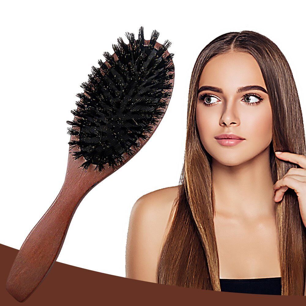 Natural Paddle Hair Brush Boar Bristle Hair Brush Comb Oval