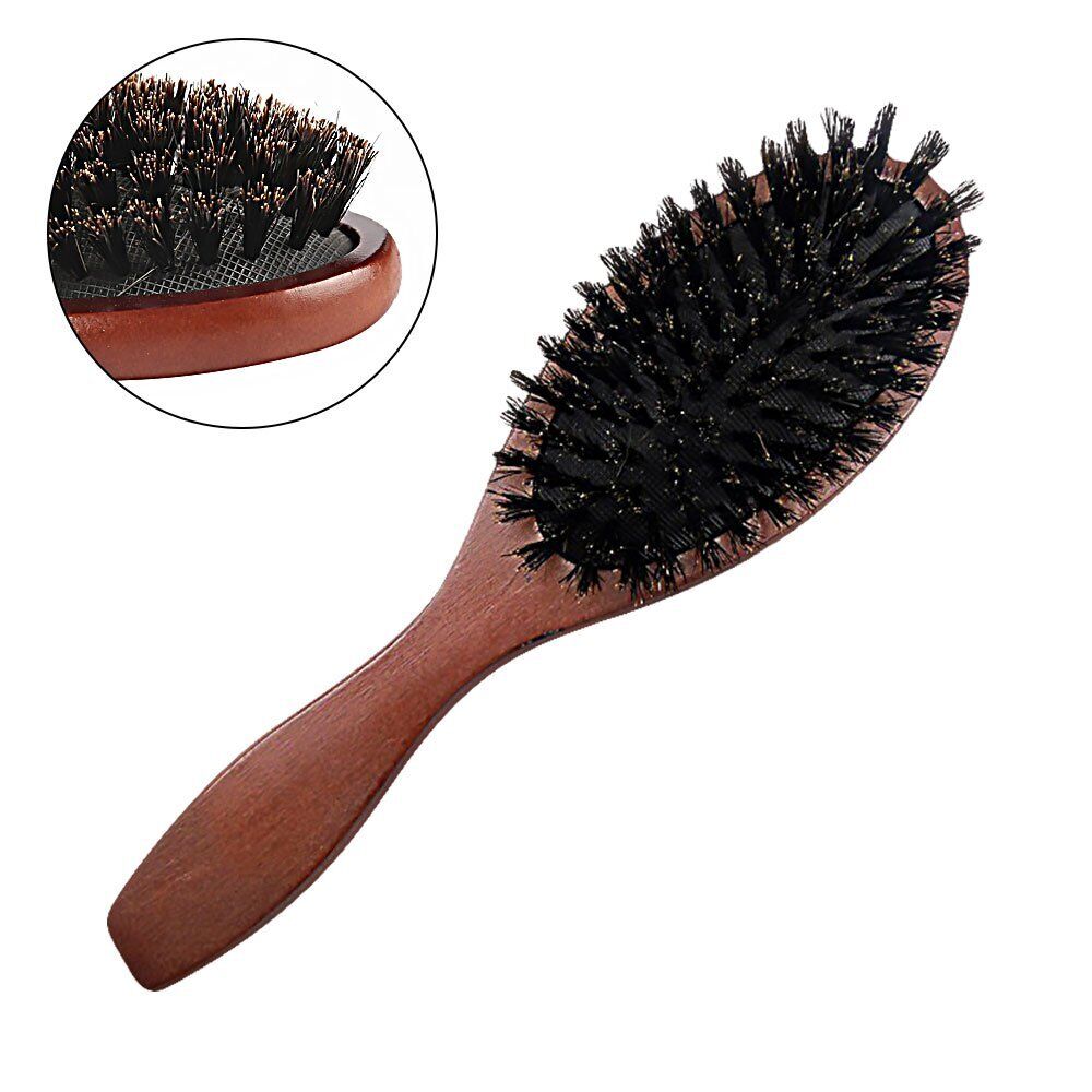 Natural Paddle Hair Brush Boar Bristle Hair Brush Comb Oval