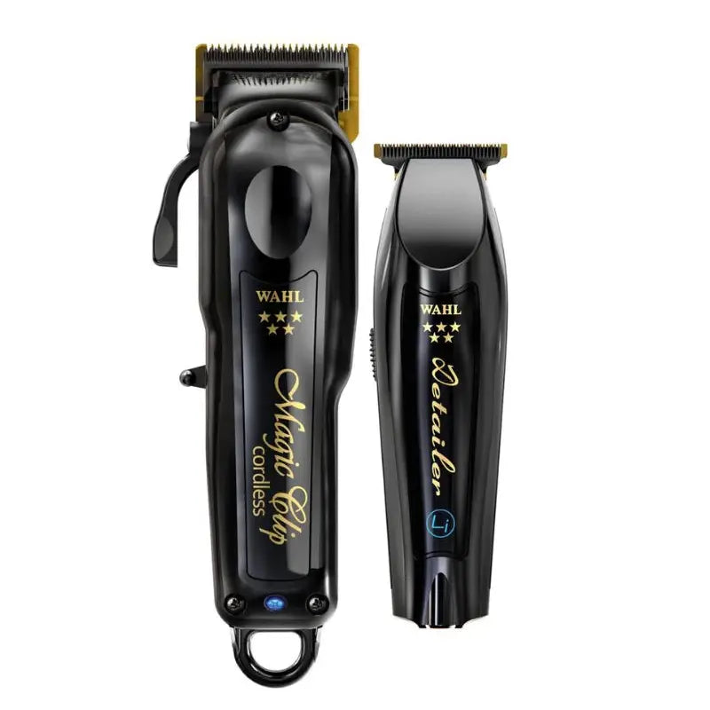 Wahl Professional 5 Star Cordless Barber Combo - Black Magic Clip & Black Detailer Li