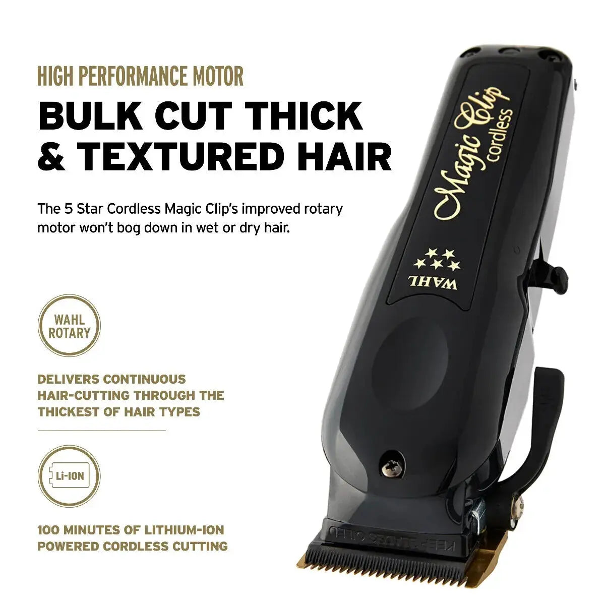 Wahl Professional 5 Star Cordless Barber Combo - Black Magic Clip & Black Detailer Li