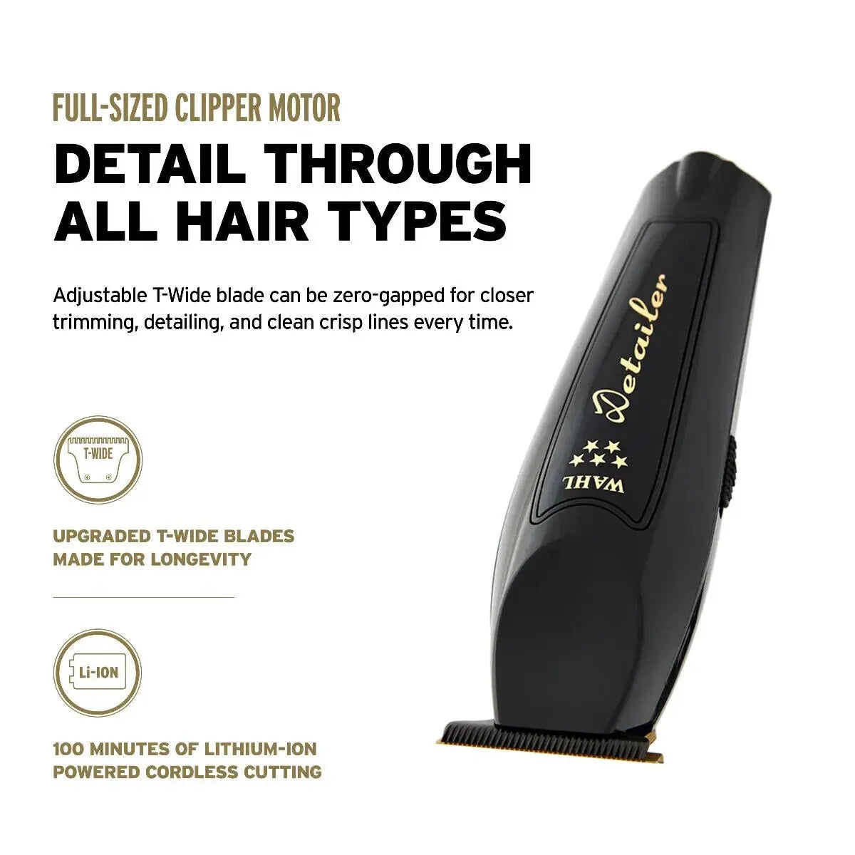 Wahl Professional 5 Star Cordless Barber Combo - Black Magic Clip & Black Detailer Li